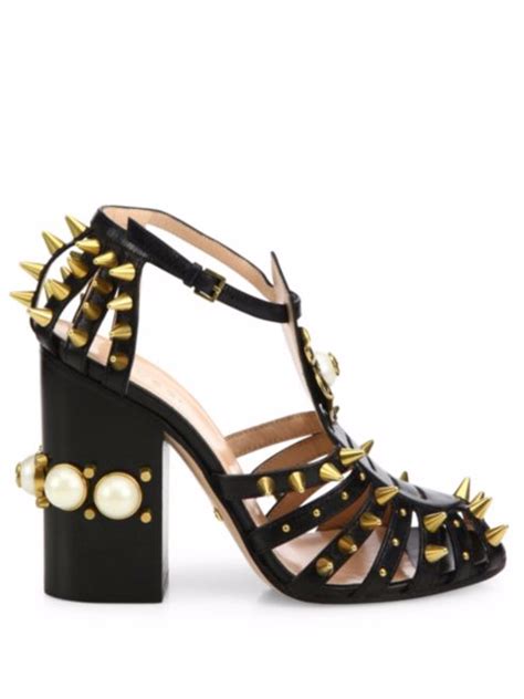 gucci kendall studded leather sandals|gucci platform sandals for women.